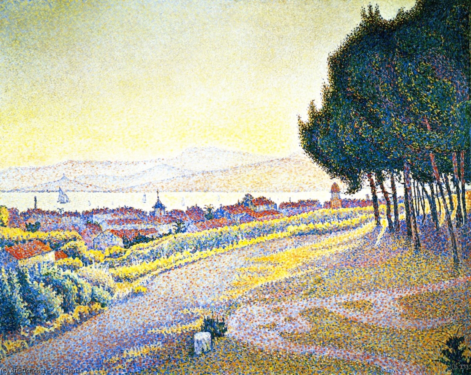 Wikioo.org - The Encyclopedia of Fine Arts - Painting, Artwork by Paul Signac - The Town at Sunset, Saint-Tropez, Opus 233