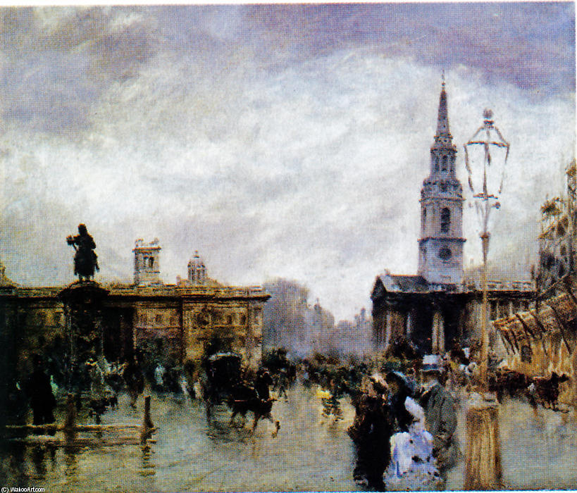 Wikioo.org - The Encyclopedia of Fine Arts - Painting, Artwork by Giuseppe De Nittis - Trafalgar Square