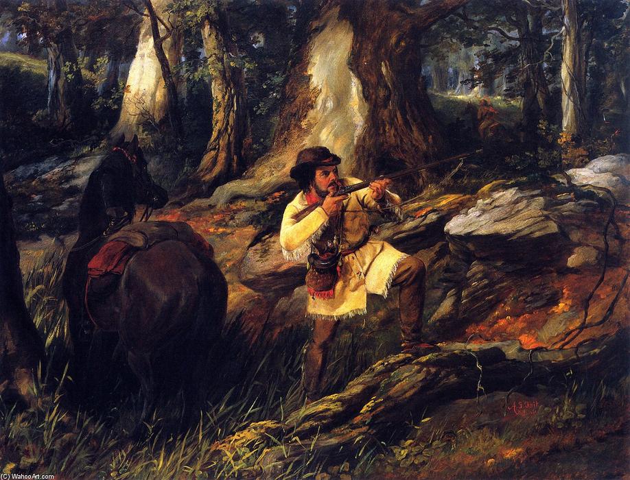 WikiOO.org - Encyclopedia of Fine Arts - Maalaus, taideteos Arthur Fitzwilliam Tait - Trapper at Bay (also known as On the Warpath)