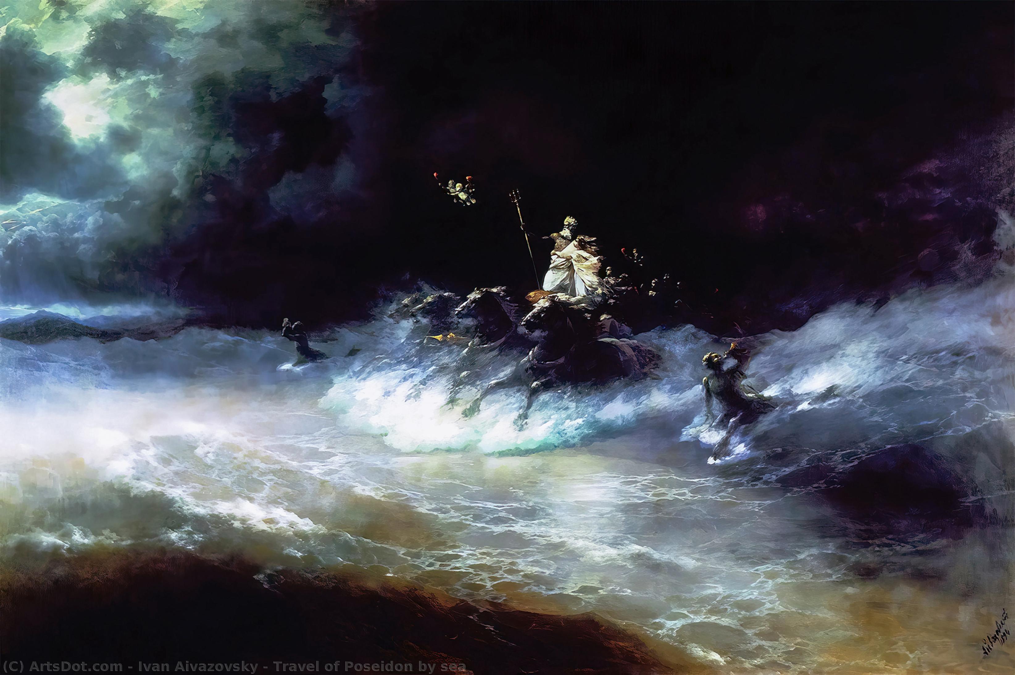 Wikioo.org – La Enciclopedia de las Bellas Artes - Pintura, Obras de arte de Ivan Aivazovsky - viaje hueco  Poseidón  carreterasecundaria  foca