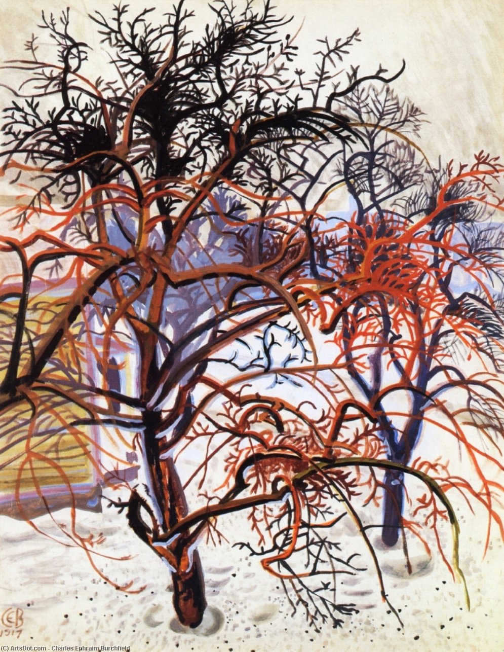 WikiOO.org - Encyclopedia of Fine Arts - Lukisan, Artwork Charles Ephraim Burchfield - Trees