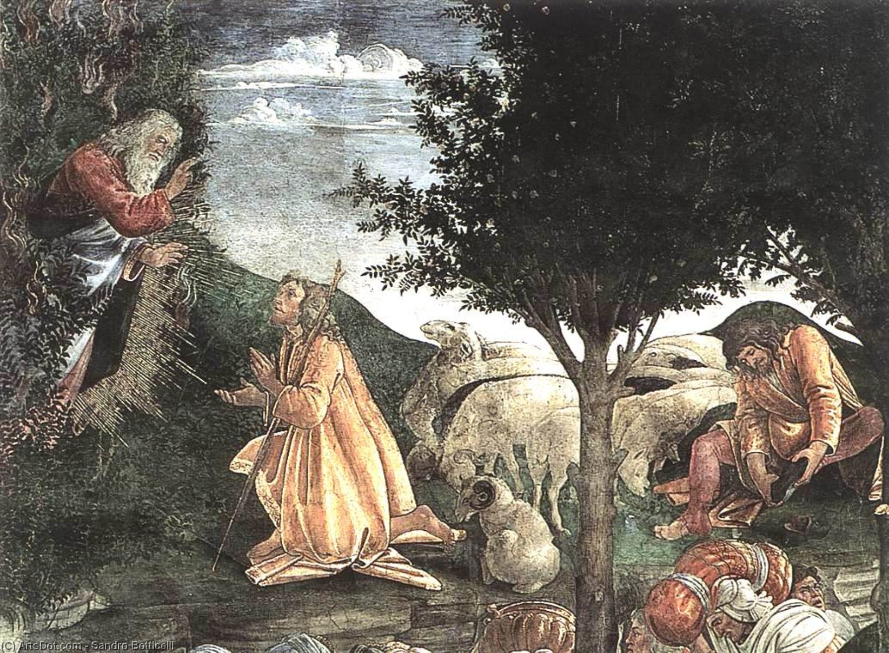 WikiOO.org - 백과 사전 - 회화, 삽화 Sandro Botticelli - The Trials and Calling of Moses (detail 3) (Cappella Sistina, Vatican)