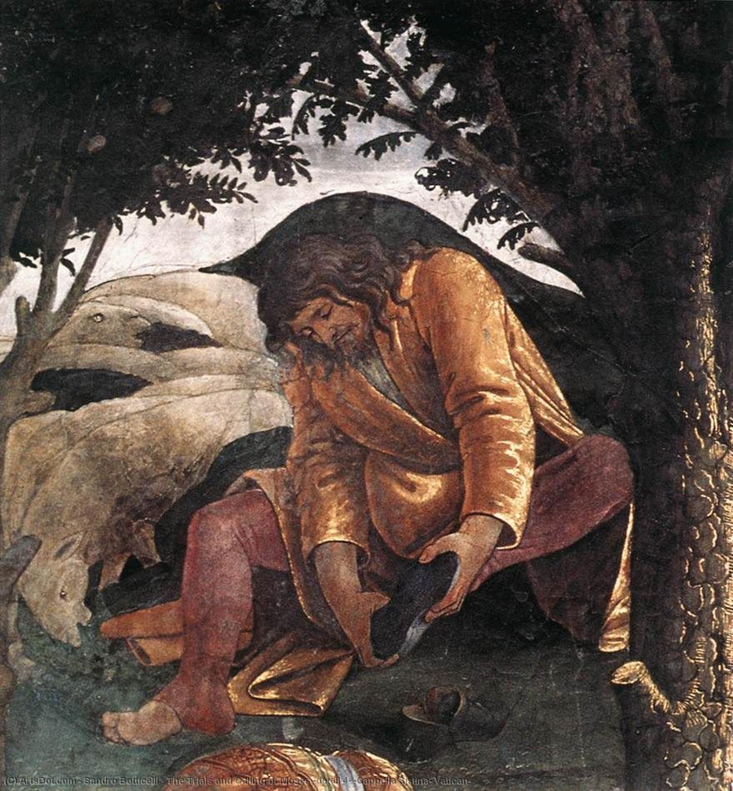 Wikioo.org - Encyklopedia Sztuk Pięknych - Malarstwo, Grafika Sandro Botticelli - The Trials and Calling of Moses (detail 4) (Cappella Sistina, Vatican)