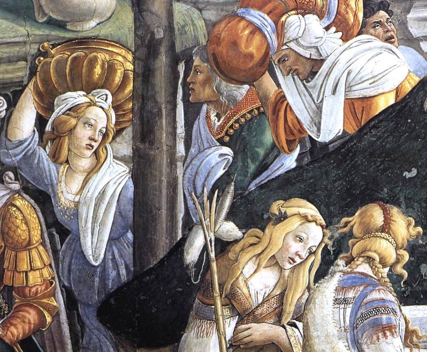 Wikioo.org - The Encyclopedia of Fine Arts - Painting, Artwork by Sandro Botticelli - The Trials and Calling of Moses (detail 6) (Cappella Sistina, Vatican)