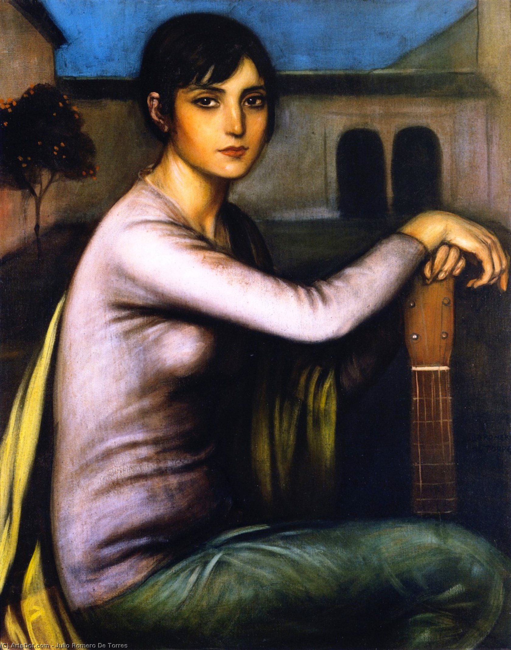 Wikioo.org - The Encyclopedia of Fine Arts - Painting, Artwork by Julio Romero De Torres - Tristeza Andaluza (also known as Melancholy)
