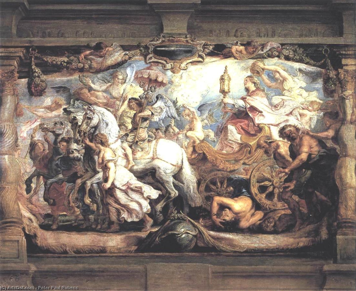 Wikioo.org – La Enciclopedia de las Bellas Artes - Pintura, Obras de arte de Peter Paul Rubens - triunfo de iglesia  sobre  Furia  discordia  asícomo  odiar