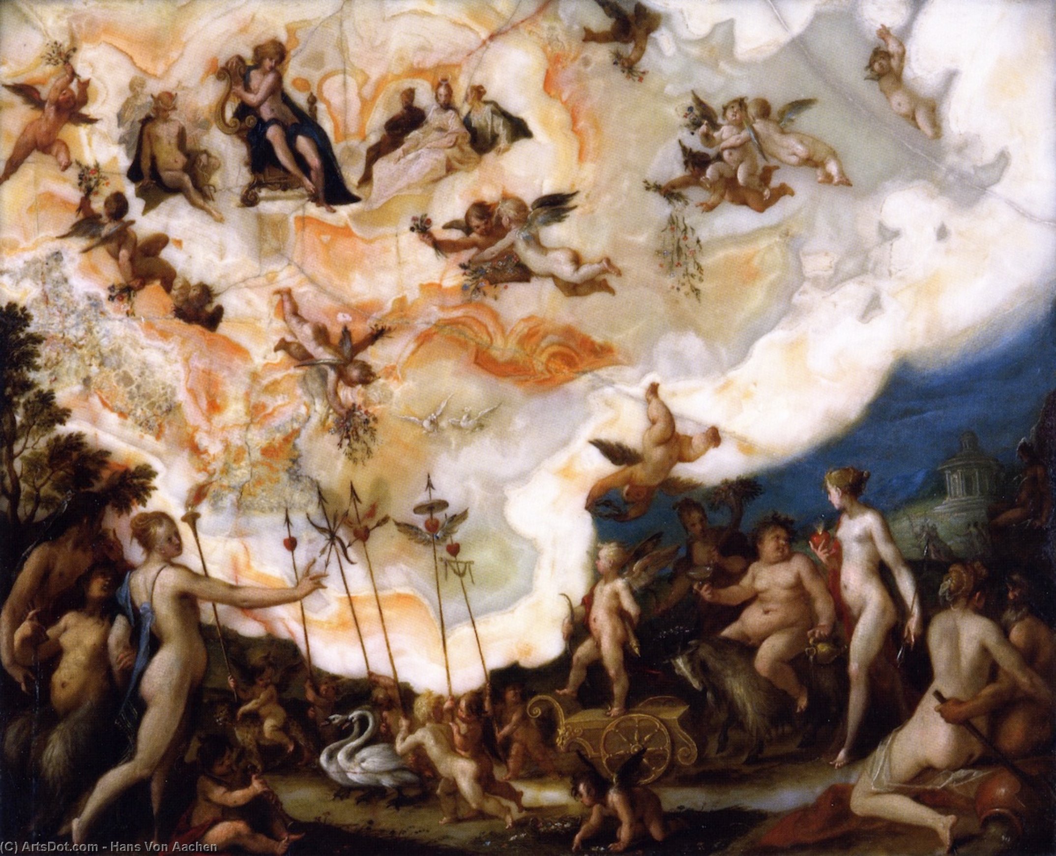 Wikioo.org – L'Enciclopedia delle Belle Arti - Pittura, Opere di Hans Von Aachen - il trionfo di Cupido  e le  bacco