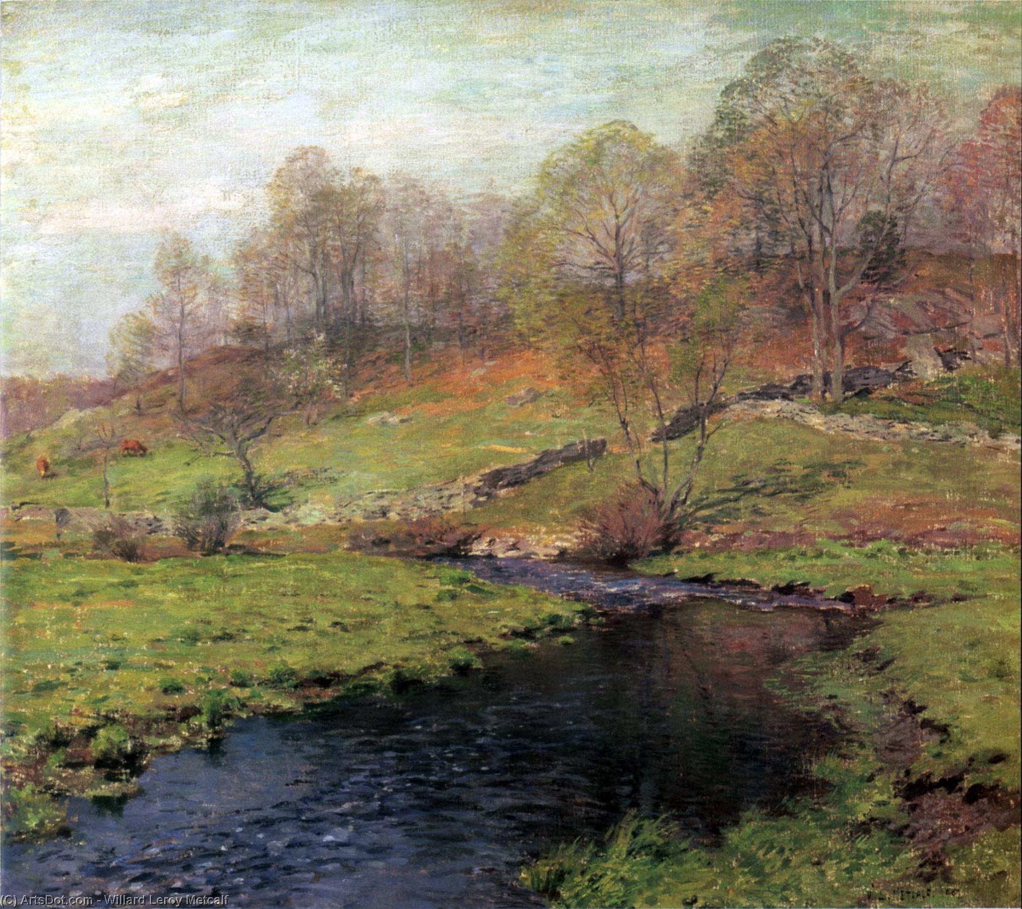 WikiOO.org - Encyclopedia of Fine Arts - Maleri, Artwork Willard Leroy Metcalf - The Trout Brook