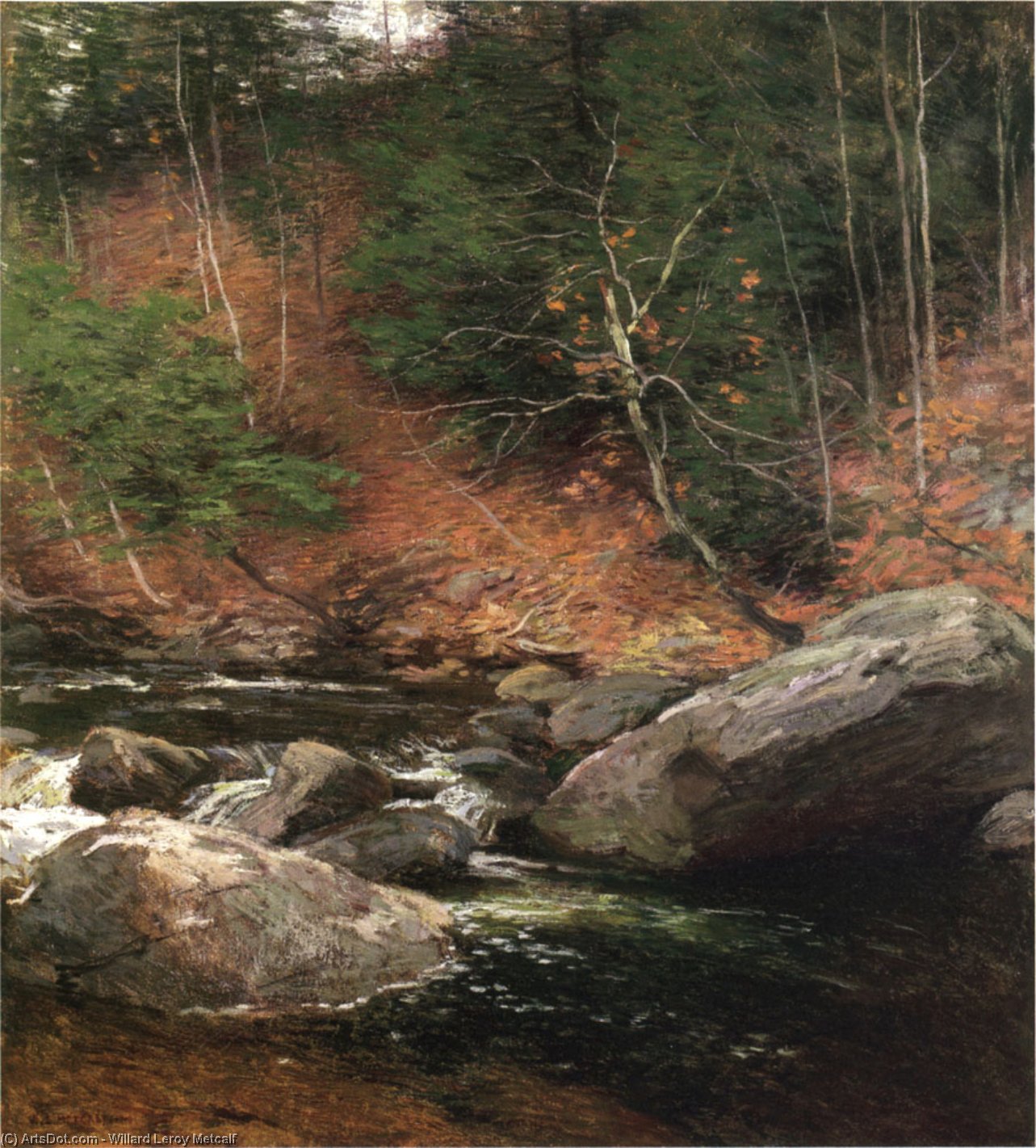 Wikioo.org - The Encyclopedia of Fine Arts - Painting, Artwork by Willard Leroy Metcalf - The Trout Pool, November