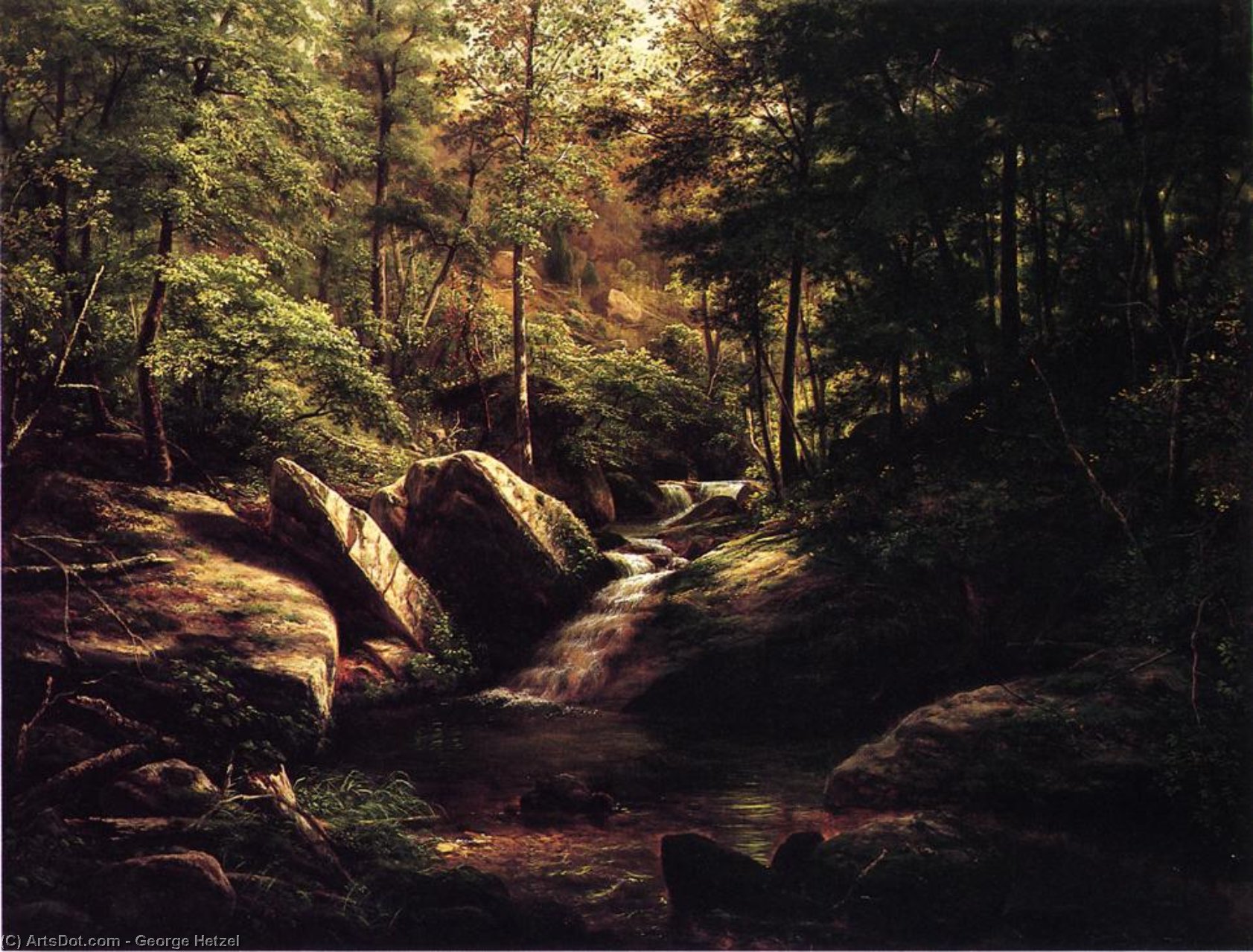Wikioo.org - The Encyclopedia of Fine Arts - Painting, Artwork by George Hetzel - Trout Stream in the Alleghenies