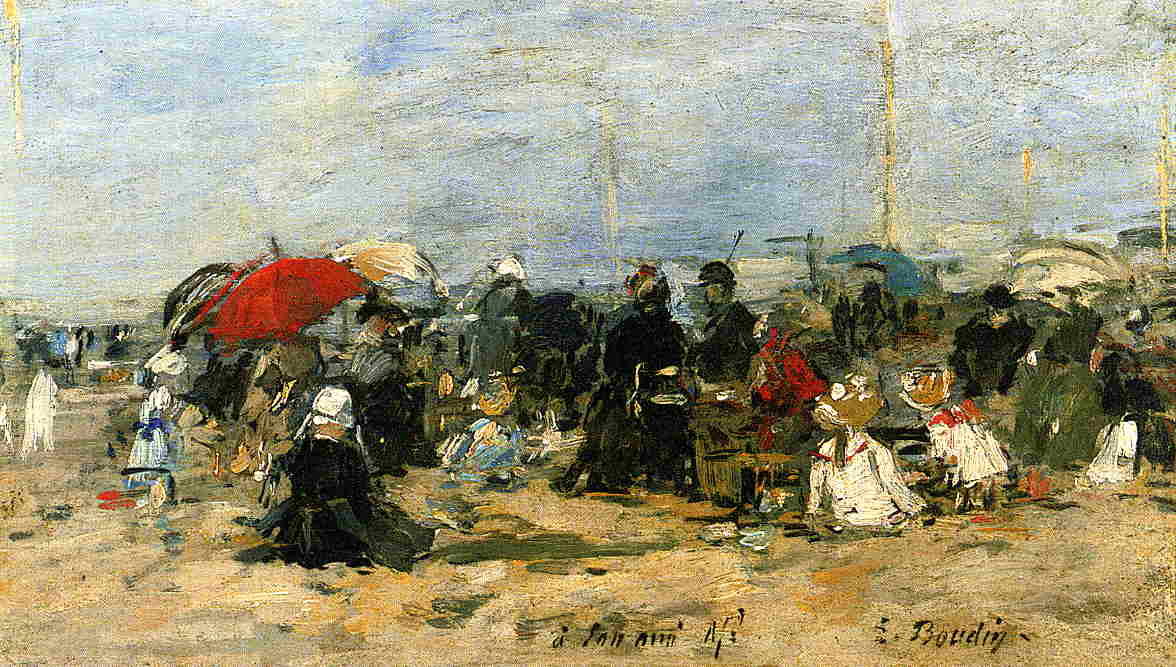 Wikioo.org - The Encyclopedia of Fine Arts - Painting, Artwork by Eugène Louis Boudin - Trouville, Beach Scene (10)