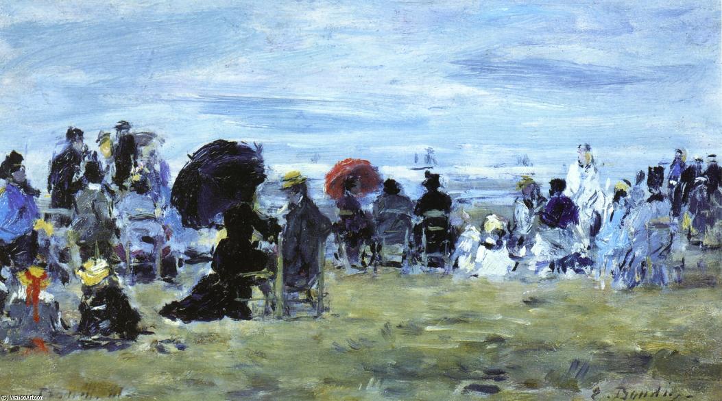 Wikioo.org - The Encyclopedia of Fine Arts - Painting, Artwork by Eugène Louis Boudin - Trouville, Beach Scene (16)