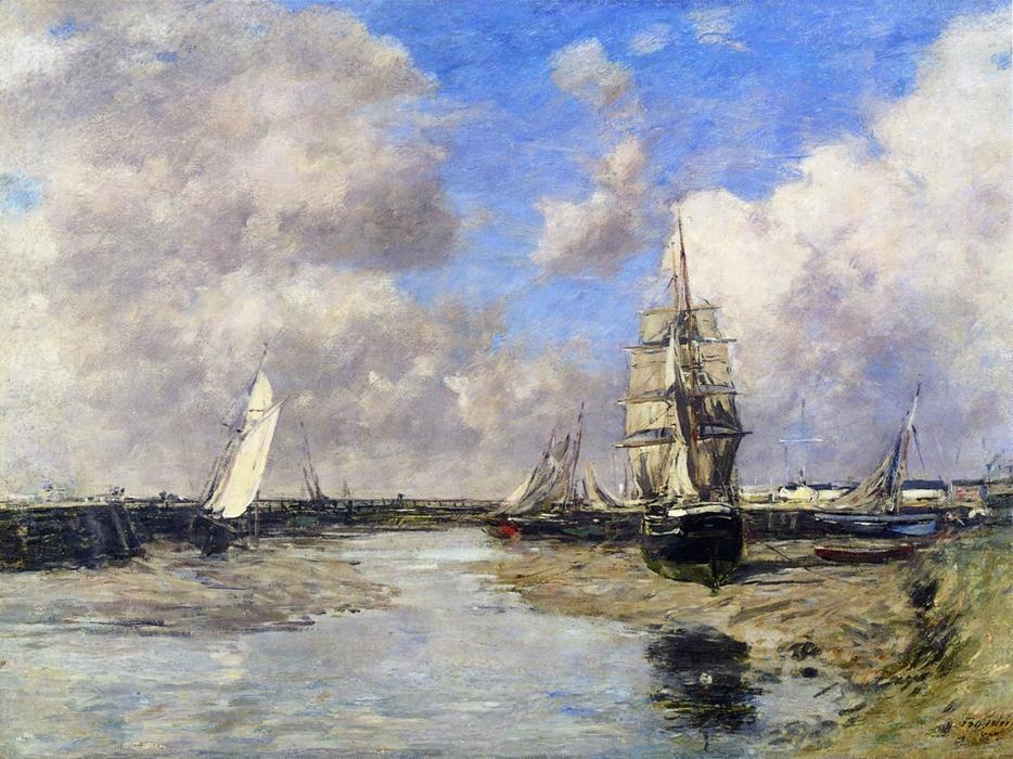 WikiOO.org - Encyclopedia of Fine Arts - Maalaus, taideteos Eugène Louis Boudin - Trouville, the Jetties, Low Tide