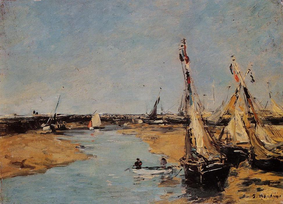 Wikioo.org - The Encyclopedia of Fine Arts - Painting, Artwork by Eugène Louis Boudin - Trouville, the Jettys at Low Tide