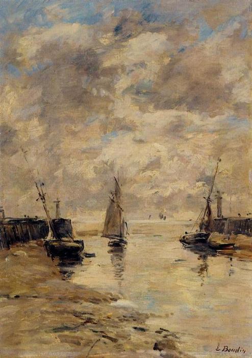 Wikioo.org - The Encyclopedia of Fine Arts - Painting, Artwork by Eugène Louis Boudin - Trouville, the Jettys, Low Tide (9)