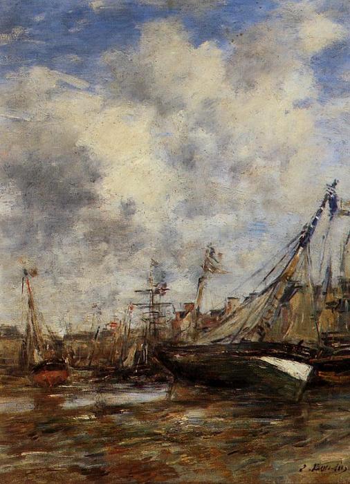 Wikioo.org - The Encyclopedia of Fine Arts - Painting, Artwork by Eugène Louis Boudin - Trouville, Low Tide