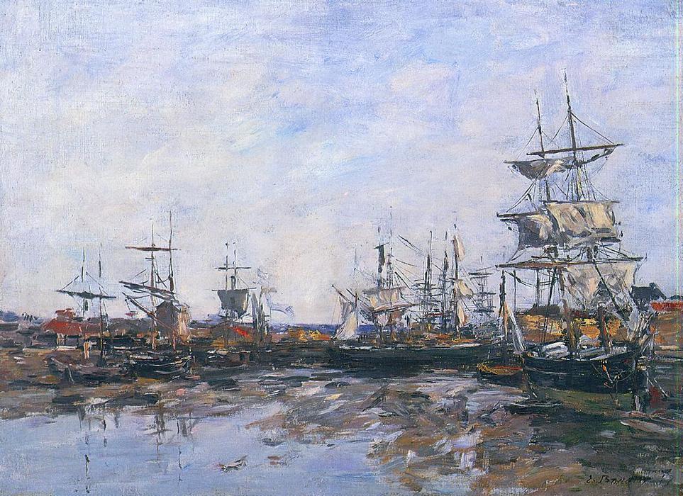 Wikioo.org - The Encyclopedia of Fine Arts - Painting, Artwork by Eugène Louis Boudin - Trouville, the Port at Low Tide