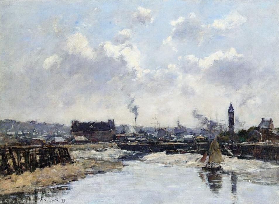 Wikioo.org - The Encyclopedia of Fine Arts - Painting, Artwork by Eugène Louis Boudin - Trouville, the Port, Low Tide, Morning