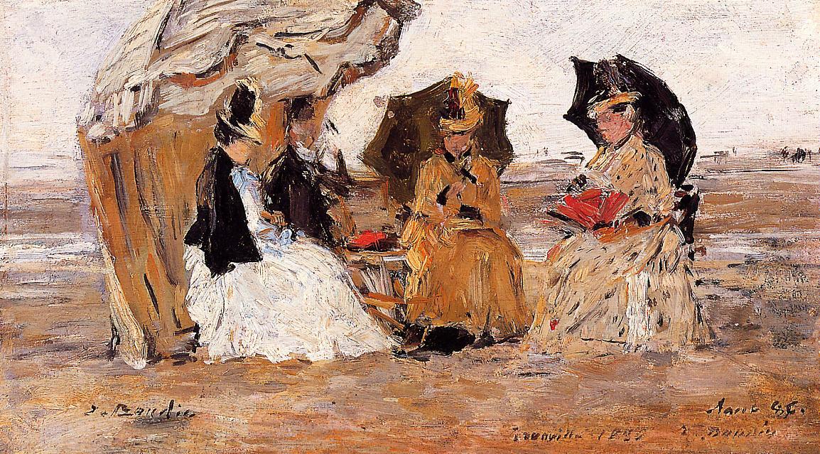 Wikioo.org - The Encyclopedia of Fine Arts - Painting, Artwork by Eugène Louis Boudin - Trouville, under a Tent