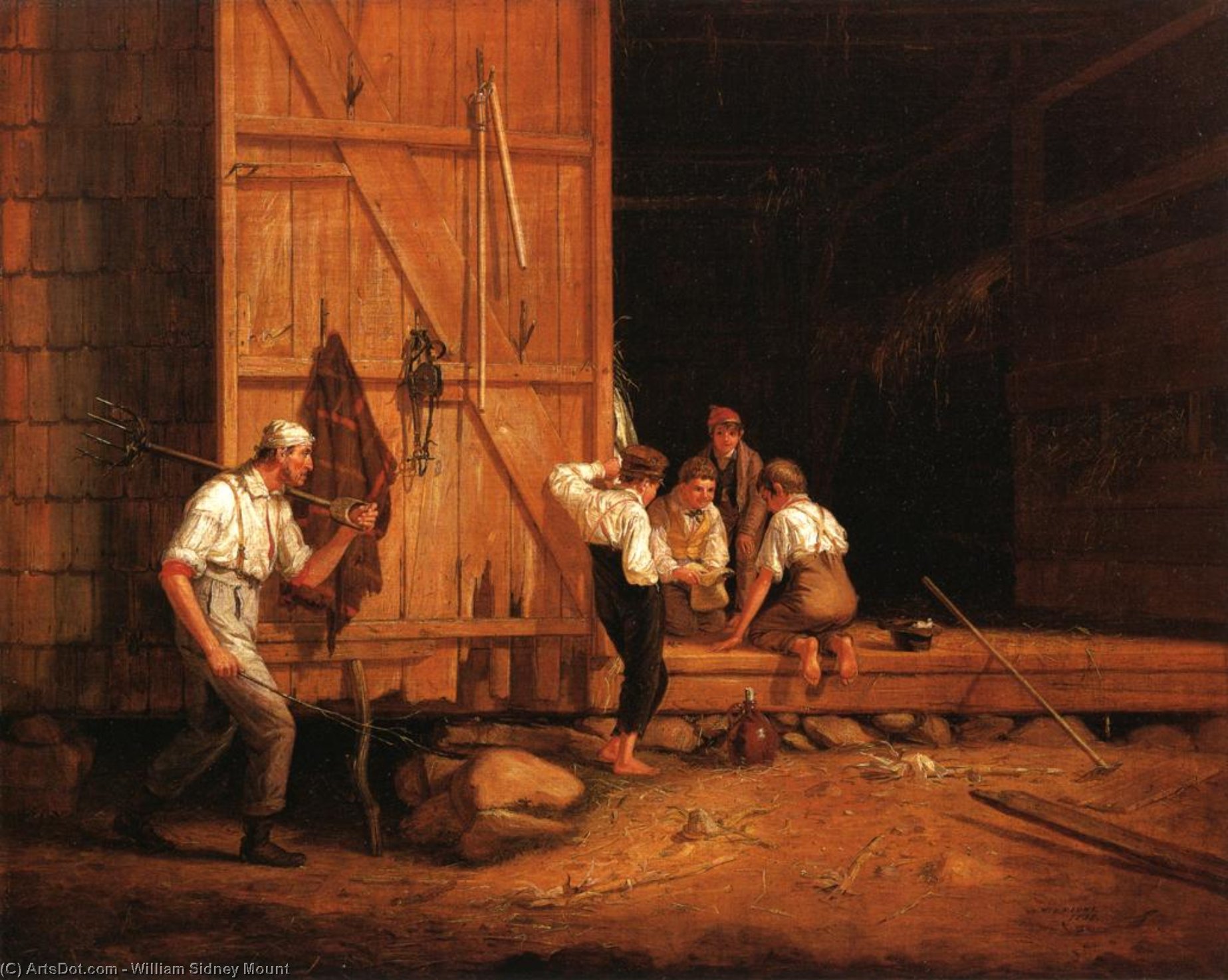 Wikioo.org - Bách khoa toàn thư về mỹ thuật - Vẽ tranh, Tác phẩm nghệ thuật William Sidney Mount - The Truant Gamblers (also known as Undutiful Boys)