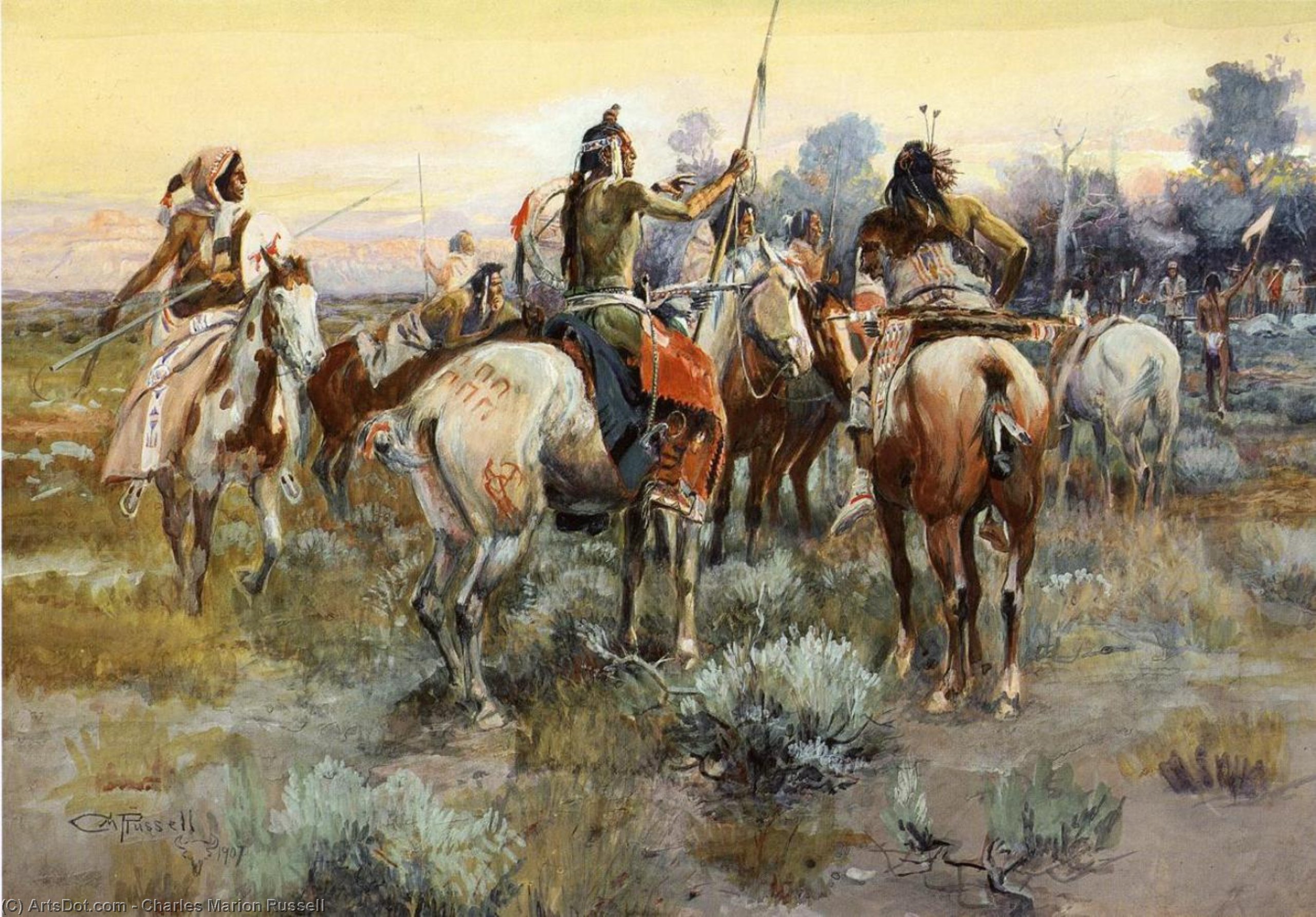 Wikioo.org - The Encyclopedia of Fine Arts - Painting, Artwork by Charles Marion Russell - The Truce
