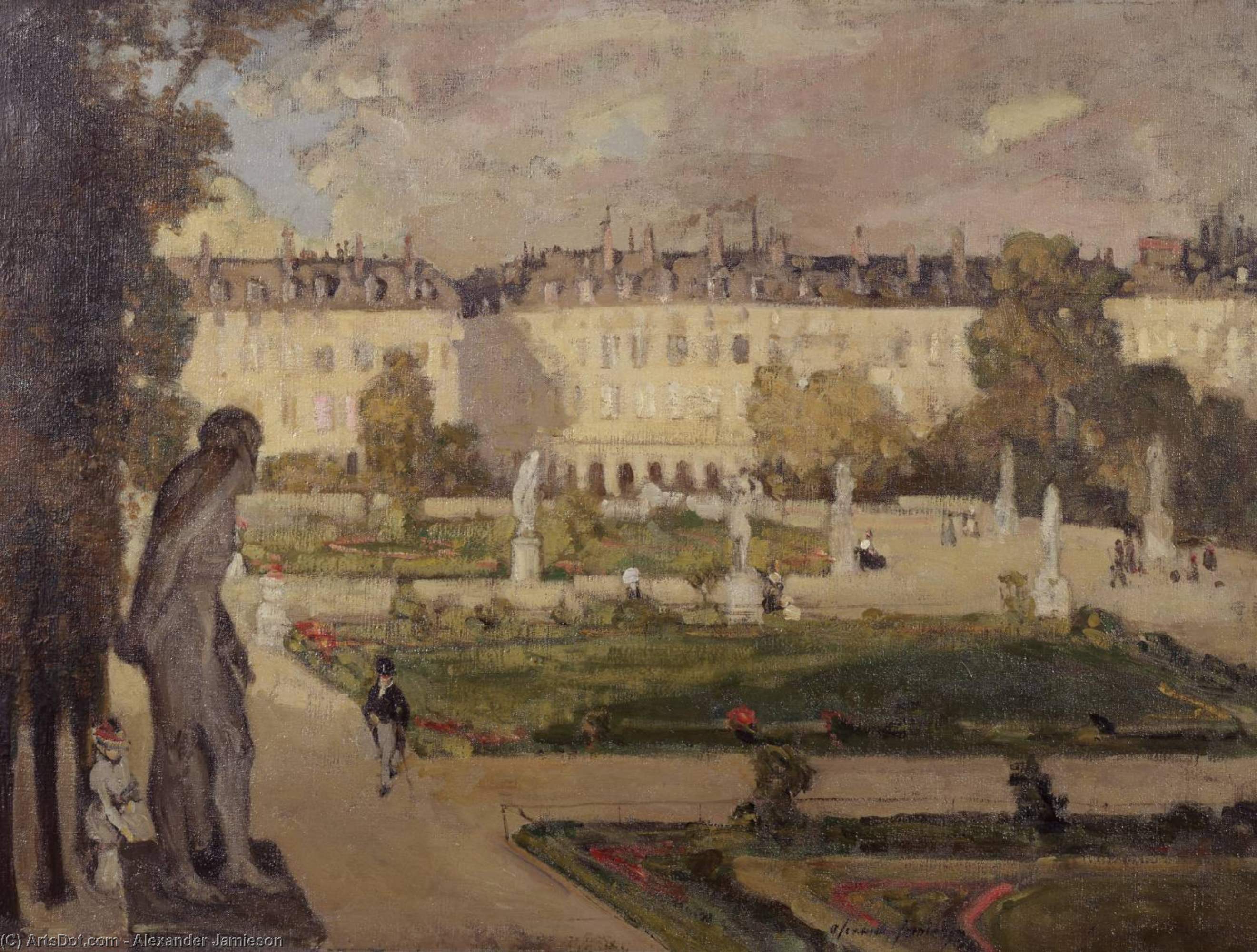 Wikioo.org - The Encyclopedia of Fine Arts - Painting, Artwork by Alexander Jamieson - The Tuileries Gardens and the Rue de Rivoli