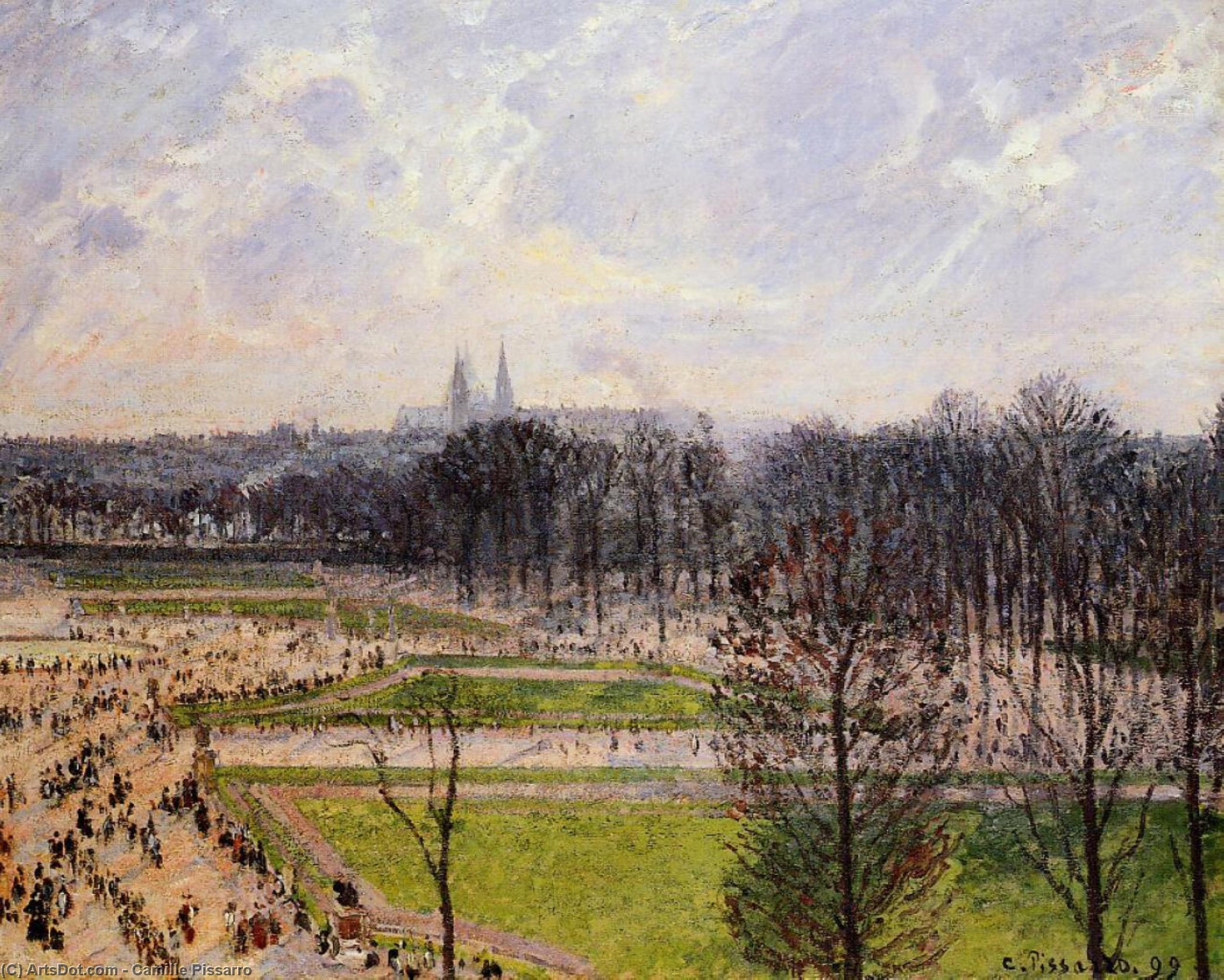 Wikioo.org - The Encyclopedia of Fine Arts - Painting, Artwork by Camille Pissarro - The Tuileries Gardens: Winter Afternoon
