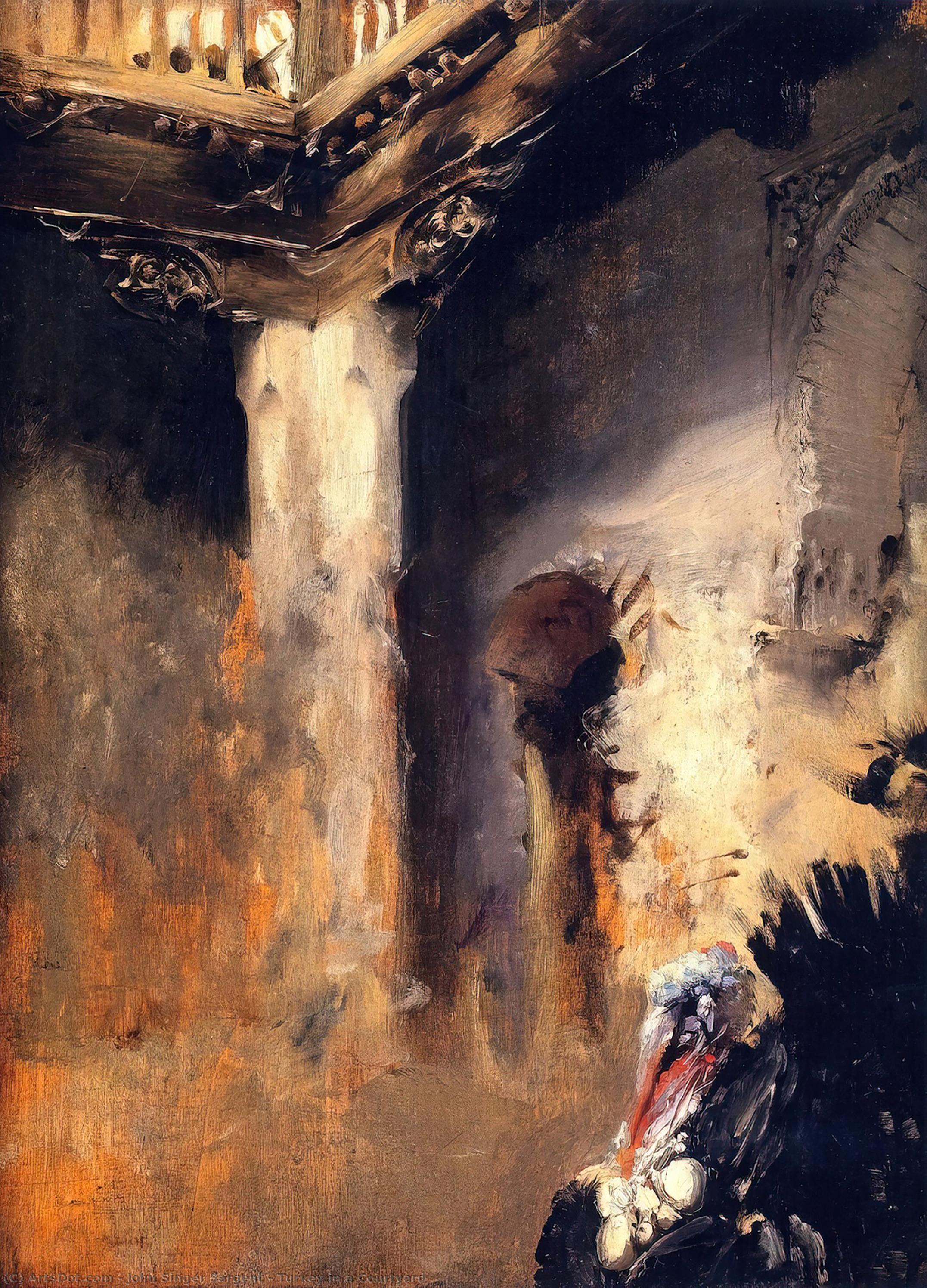 WikiOO.org - Енциклопедия за изящни изкуства - Живопис, Произведения на изкуството John Singer Sargent - Turkey in a Courtyard