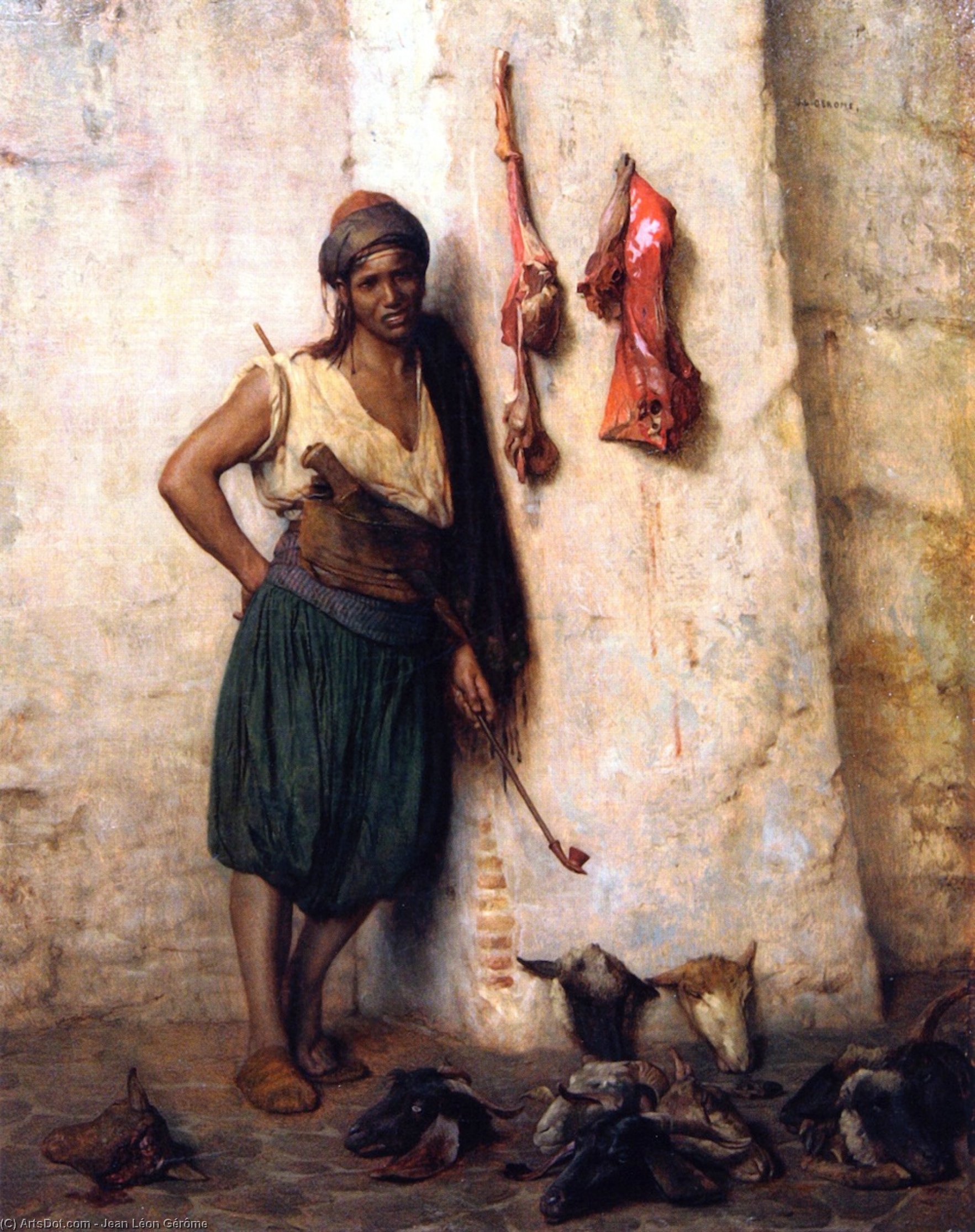 WikiOO.org - אנציקלופדיה לאמנויות יפות - ציור, יצירות אמנות Jean Léon Gérôme - A Turkish Butcher Boy in Jerusalem