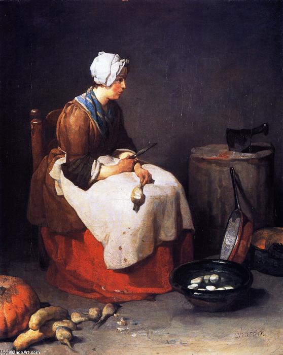 WikiOO.org - Енциклопедия за изящни изкуства - Живопис, Произведения на изкуството Jean-Baptiste Simeon Chardin - The Turnip Peeler