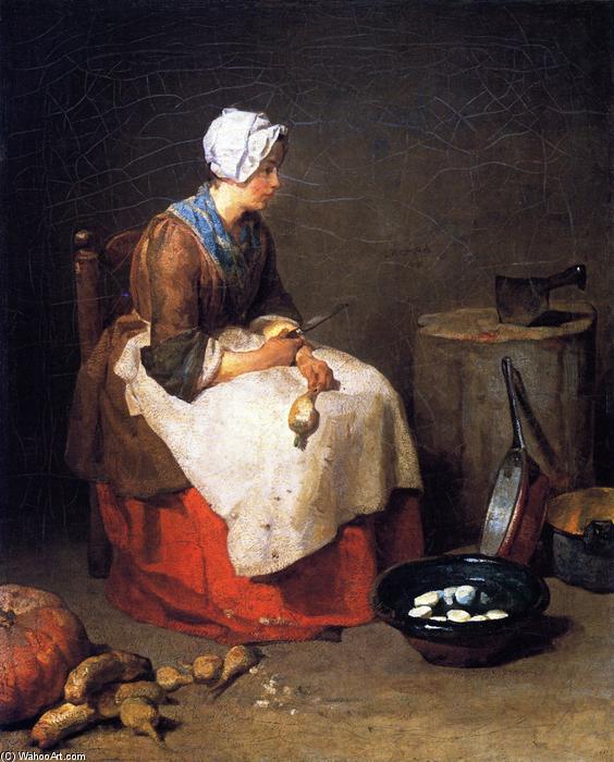Wikioo.org - The Encyclopedia of Fine Arts - Painting, Artwork by Jean-Baptiste Simeon Chardin - The Turnip Peeler