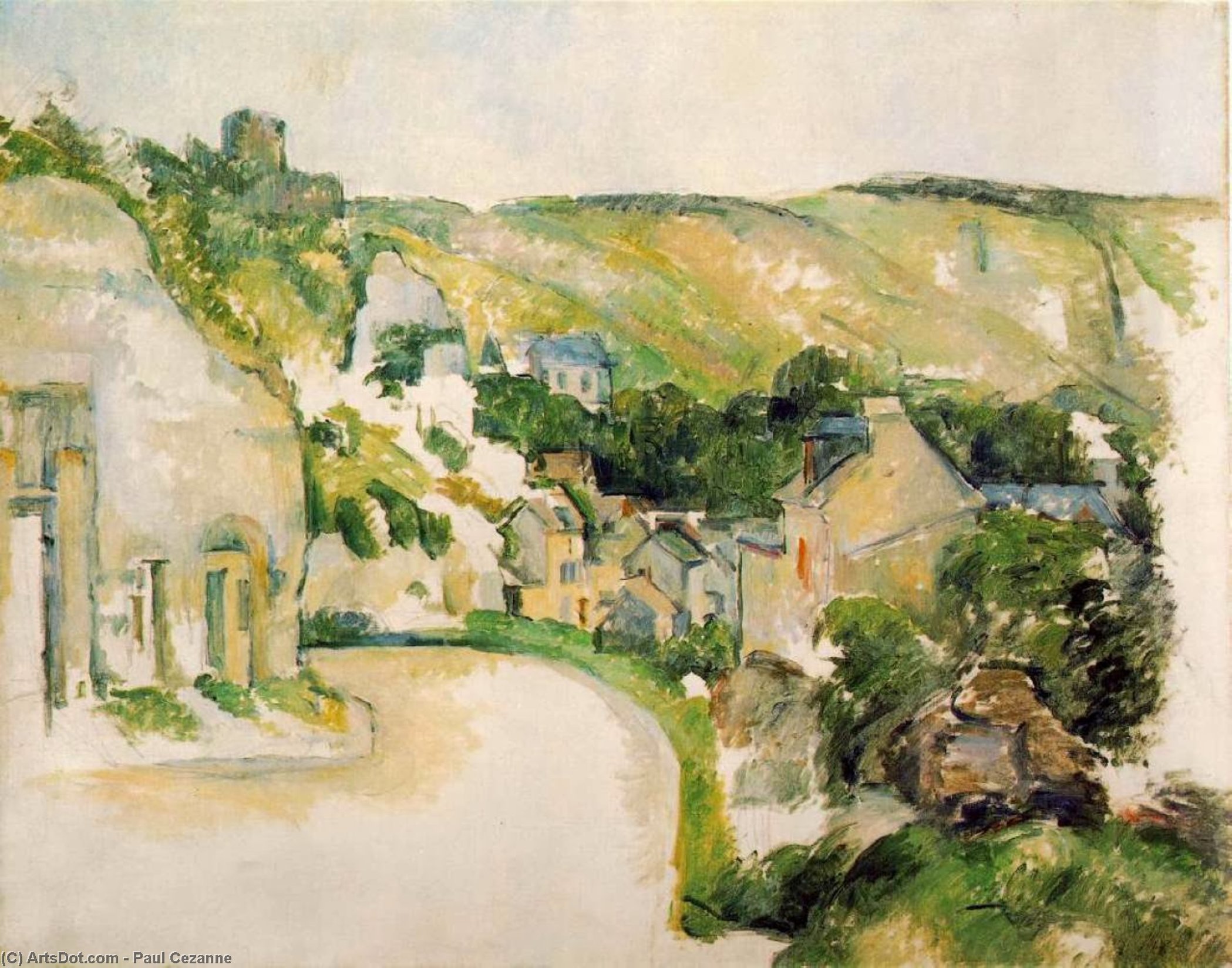 WikiOO.org - Εγκυκλοπαίδεια Καλών Τεχνών - Ζωγραφική, έργα τέχνης Paul Cezanne - A Turn on the Road at Roche-Ruyon
