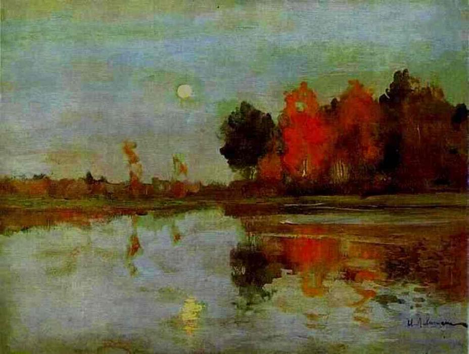 Wikioo.org - The Encyclopedia of Fine Arts - Painting, Artwork by Isaak Ilyich Levitan - The Twilight. The Moon. Study