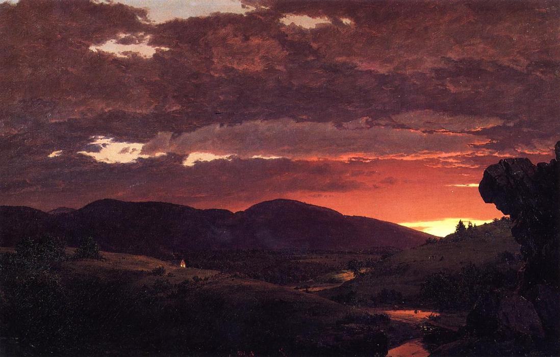 Wikioo.org - สารานุกรมวิจิตรศิลป์ - จิตรกรรม Frederic Edwin Church - Twilight, 'Short arbiter 'twixt day and night'