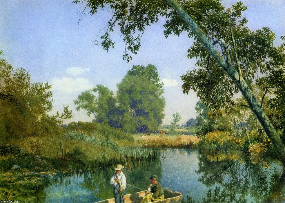 WikiOO.org - אנציקלופדיה לאמנויות יפות - ציור, יצירות אמנות John William Hill - Two Boys in a Rowboat
