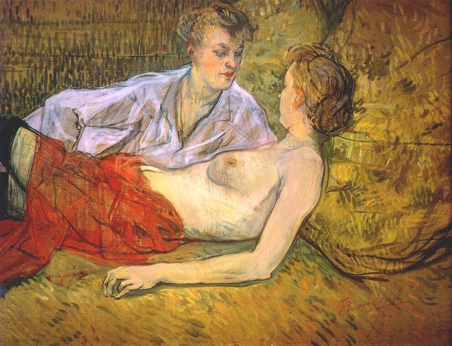 Wikioo.org - The Encyclopedia of Fine Arts - Painting, Artwork by Henri De Toulouse Lautrec - The Two Girlfriends