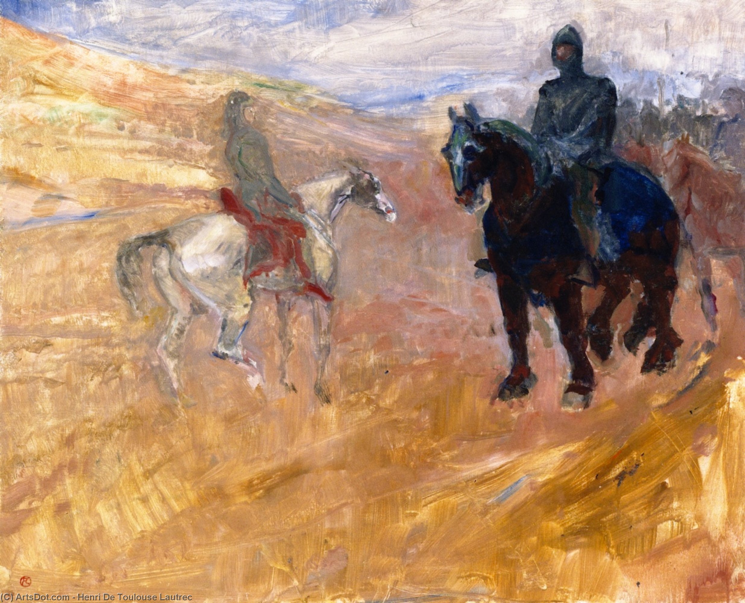 Wikioo.org - Die Enzyklopädie bildender Kunst - Malerei, Kunstwerk von Henri De Toulouse Lautrec - Zwei Reiter an  Panzer