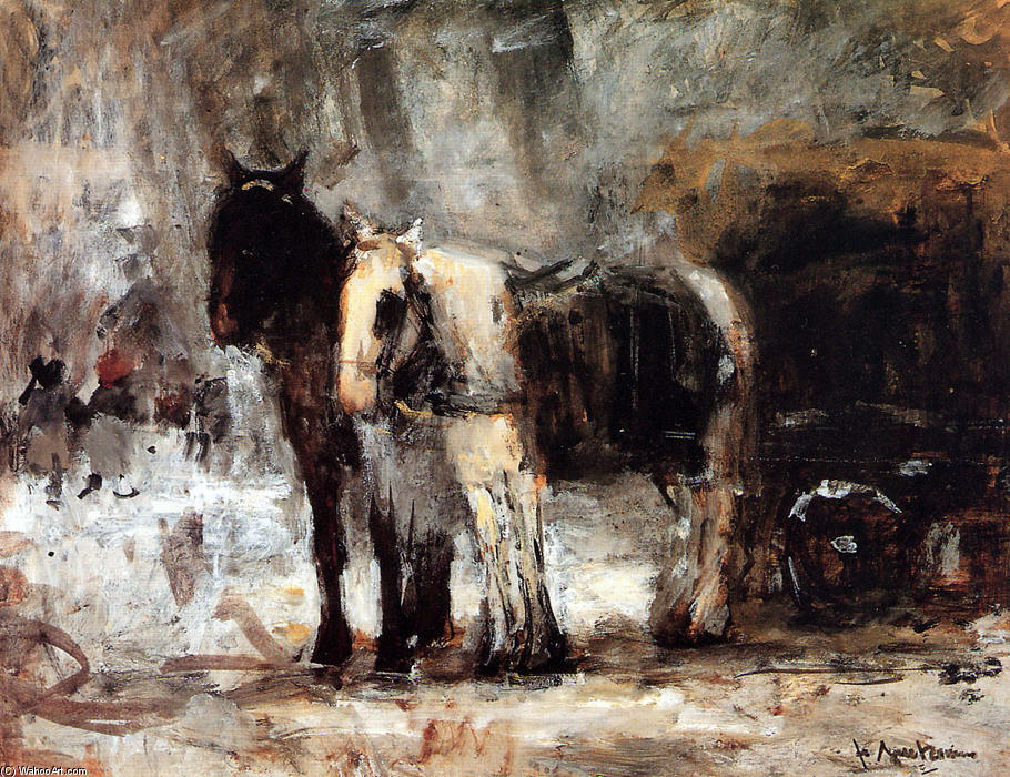 Wikioo.org - The Encyclopedia of Fine Arts - Painting, Artwork by Pieter Florentius Nicolaas Jacobus Arntzenius - Two Horses