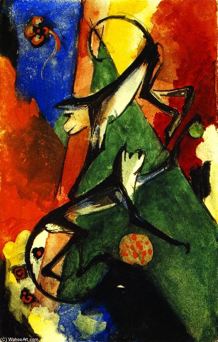 Wikioo.org - The Encyclopedia of Fine Arts - Painting, Artwork by Franz Marc - Two Monkeys