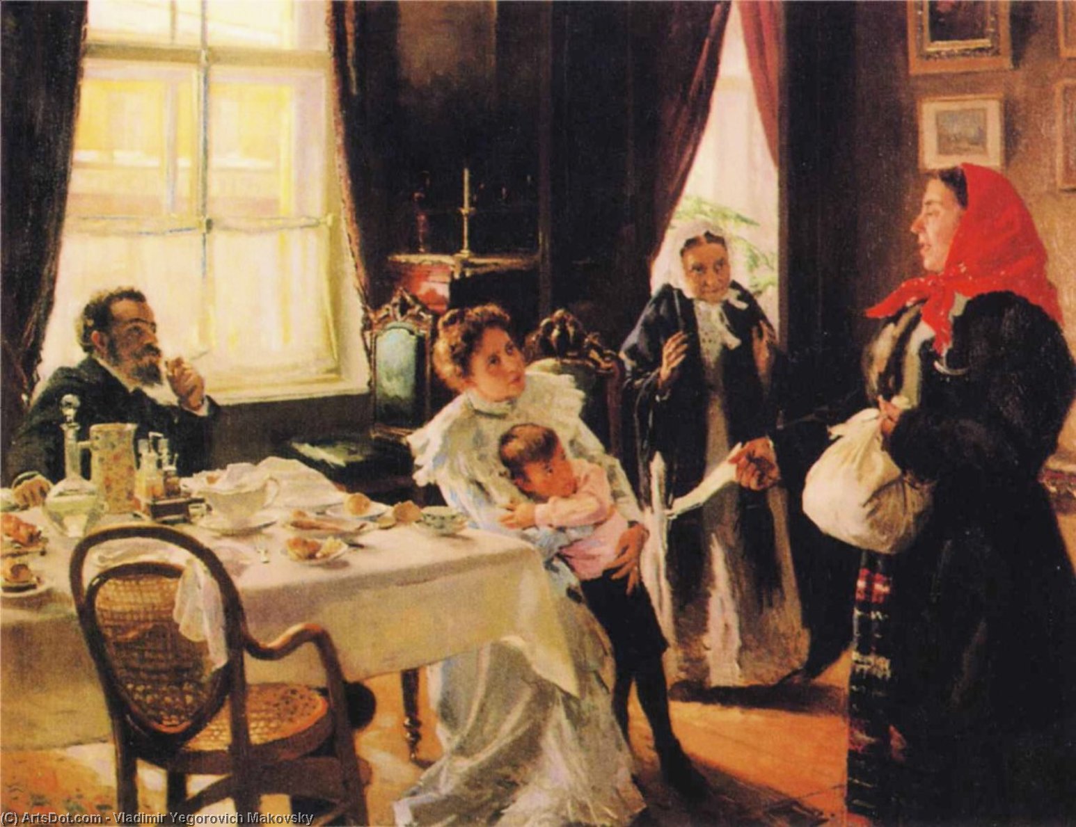 WikiOO.org - Encyclopedia of Fine Arts - Lukisan, Artwork Vladimir Yegorovich Makovsky - Two Mothers (Birth and Adoptive)