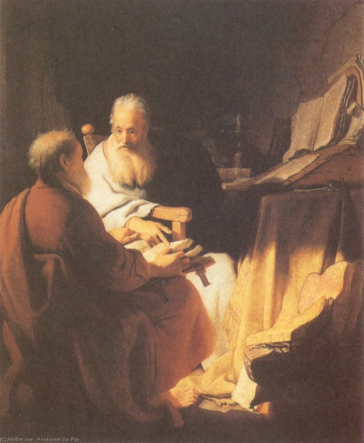 WikiOO.org - Εγκυκλοπαίδεια Καλών Τεχνών - Ζωγραφική, έργα τέχνης Rembrandt Van Rijn - Two Old Men Disputing (St Peter and St Paul)
