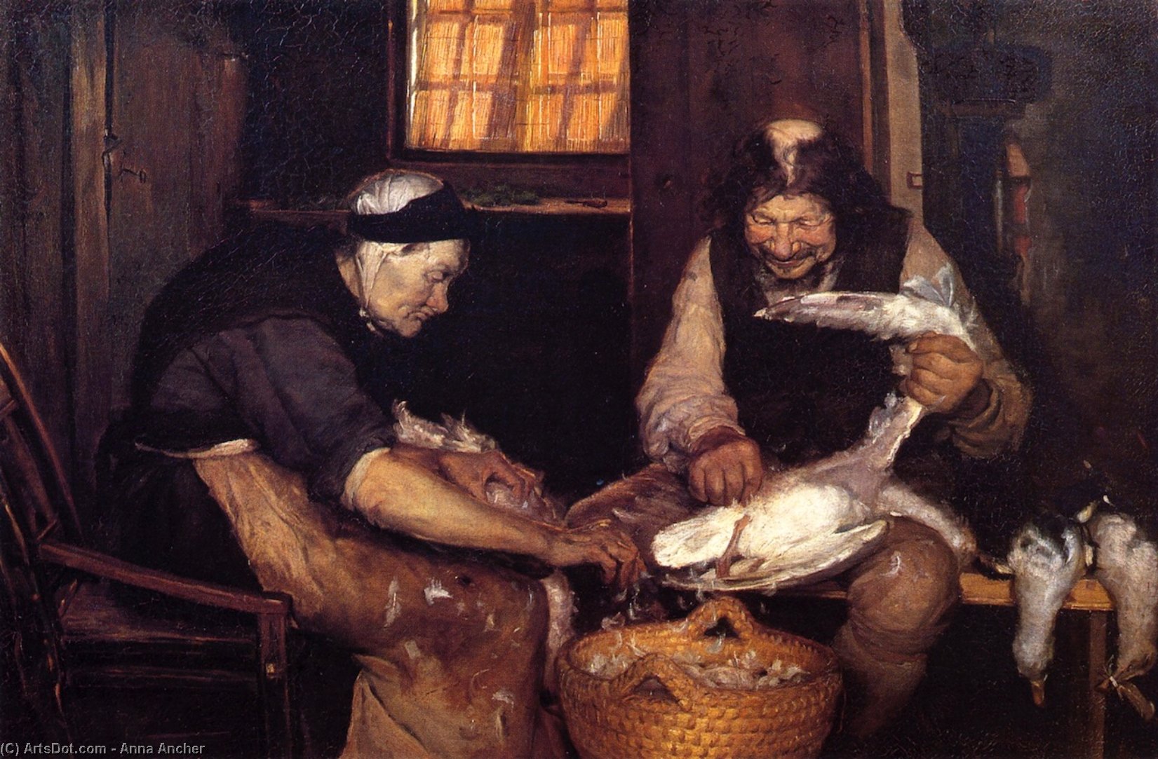Wikioo.org - The Encyclopedia of Fine Arts - Painting, Artwork by Anna Kirstine Ancher - Two Oldsters Plucking Gulls