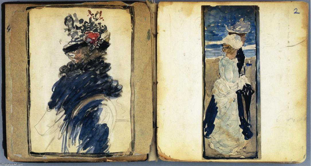 WikiOO.org - Encyclopedia of Fine Arts - Lukisan, Artwork Maurice Brazil Prendergast - Two Pages from The Boston Water-Color Sketchbook''''
