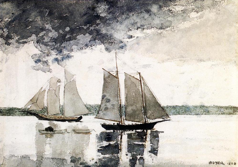 WikiOO.org - Encyclopedia of Fine Arts - Malba, Artwork Winslow Homer - Two Schooners (also known as Two Sailboats)
