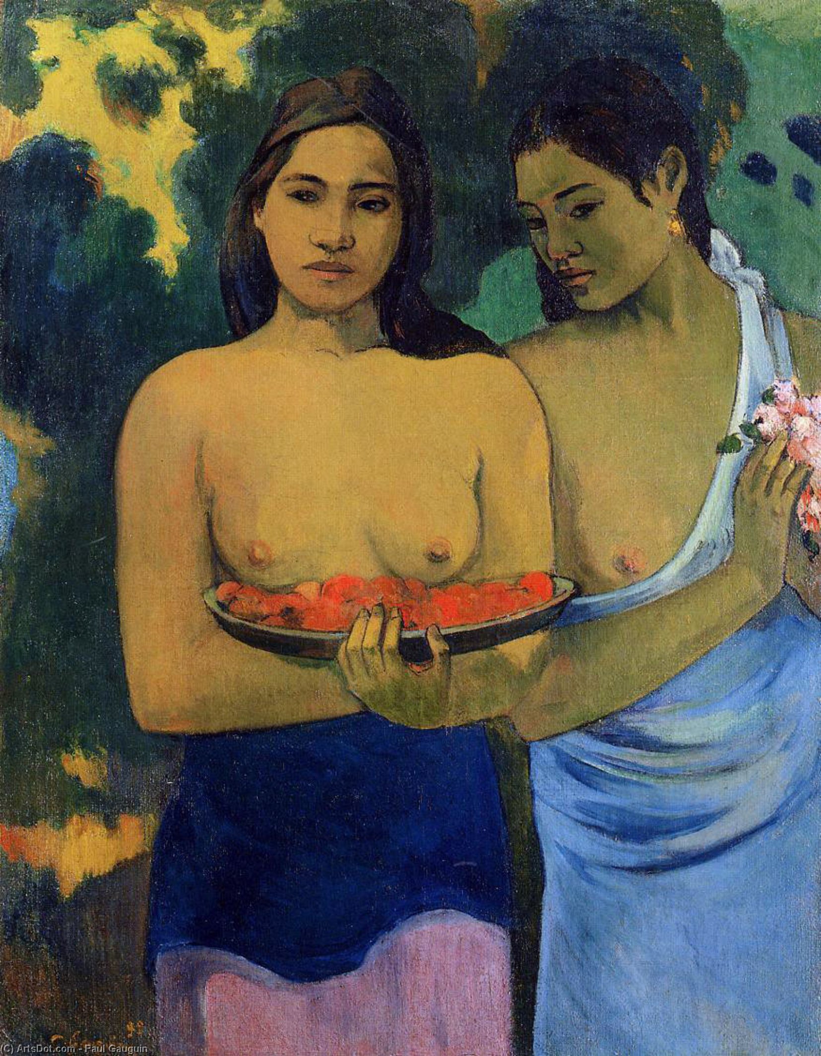 Wikioo.org - The Encyclopedia of Fine Arts - Painting, Artwork by Paul Gauguin - Two tahitian women
