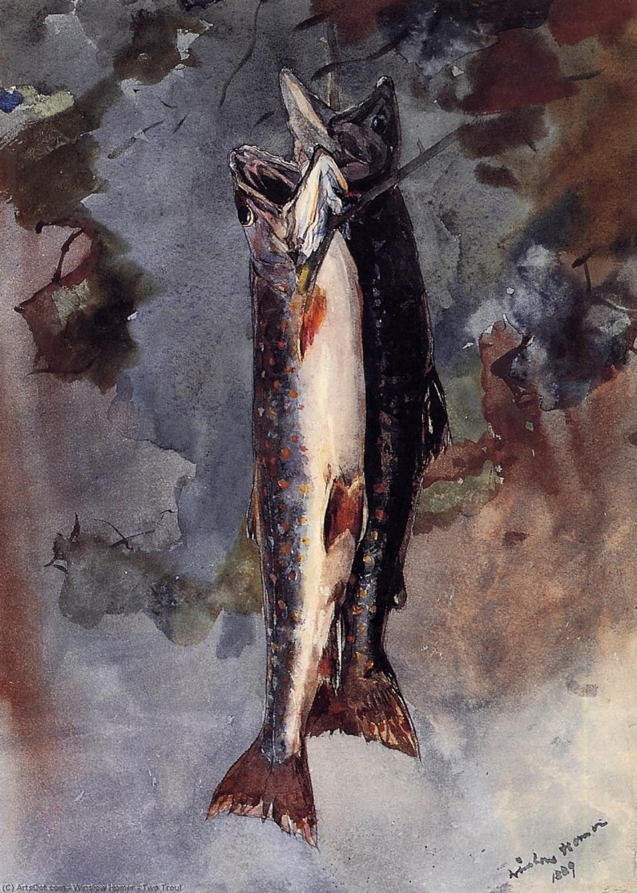 WikiOO.org - Güzel Sanatlar Ansiklopedisi - Resim, Resimler Winslow Homer - Two Trout