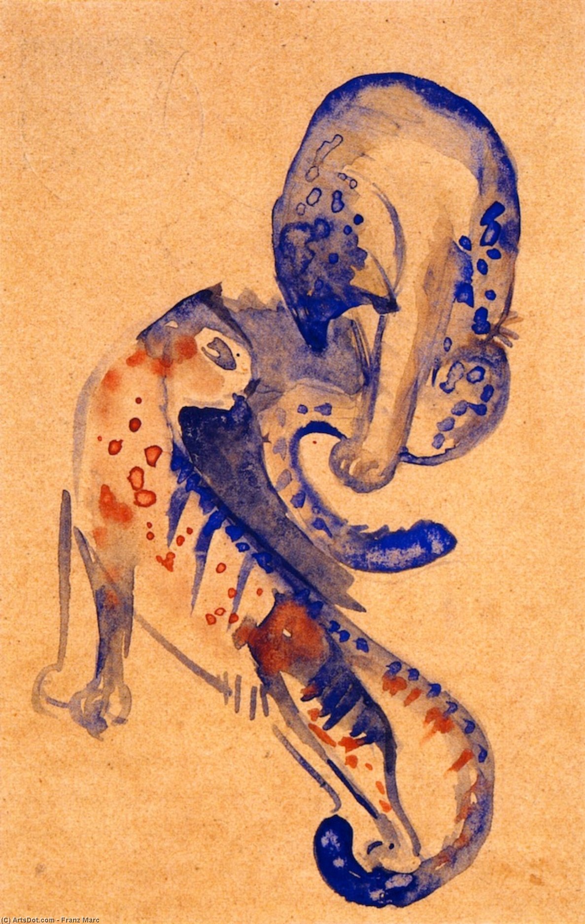 WikiOO.org - Encyclopedia of Fine Arts - Maleri, Artwork Franz Marc - Two Wild Cats