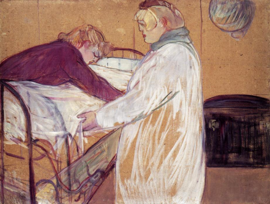 WikiOO.org - Enciklopedija dailės - Tapyba, meno kuriniai Henri De Toulouse Lautrec - Two Women Making the Bed (also known as Deux femmes en faisant leur lit)
