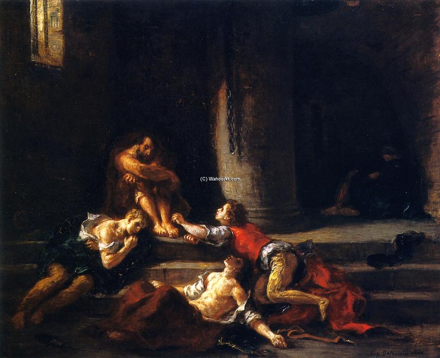 Wikioo.org - Die Enzyklopädie bildender Kunst - Malerei, Kunstwerk von Eugène Delacroix - Ugolino und sein Söhne in der turm
