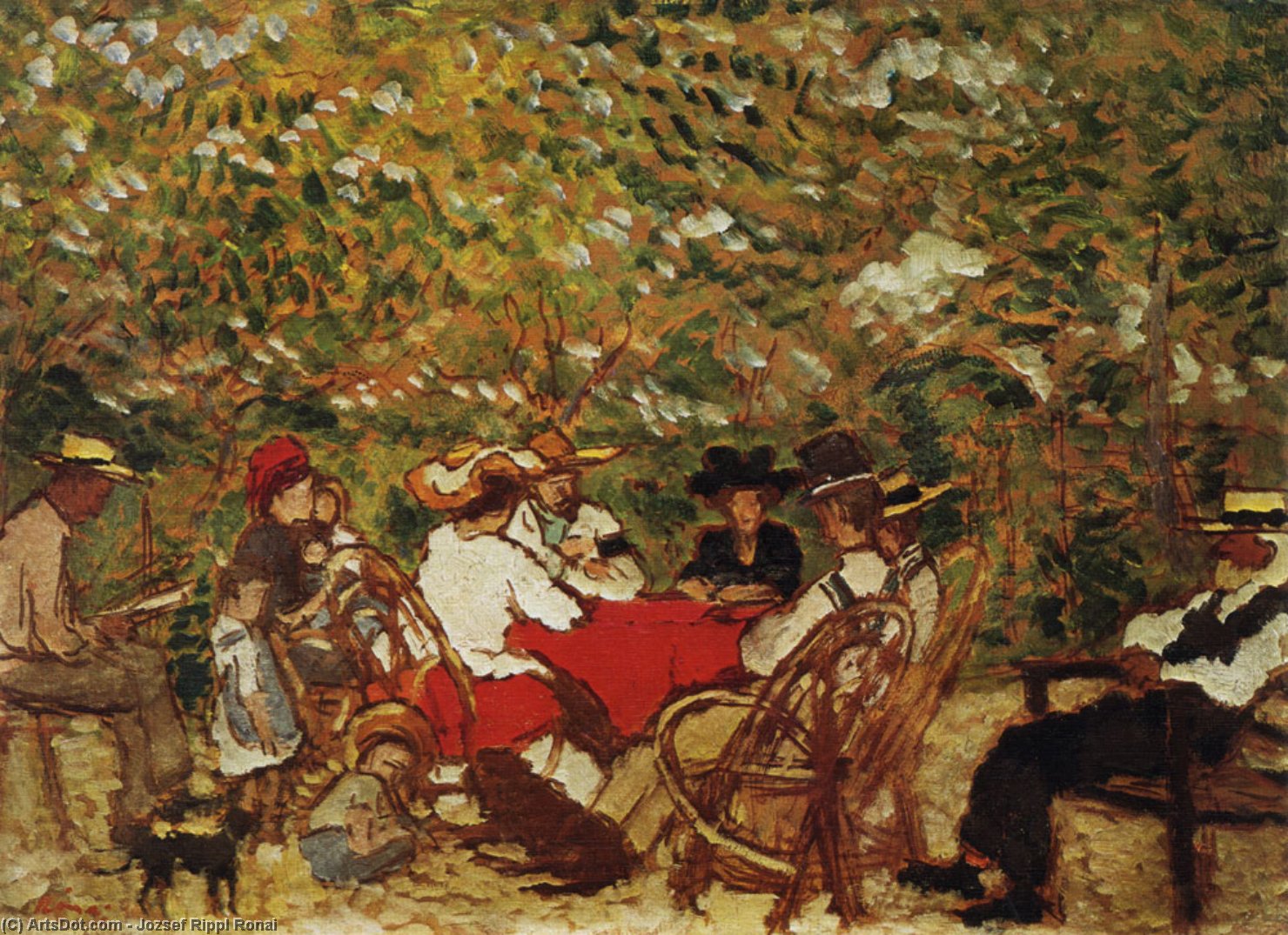Wikioo.org - The Encyclopedia of Fine Arts - Painting, Artwork by Jozsef Rippl Ronai - Uncle Piacsek and the Artist's Family in the Vineyard